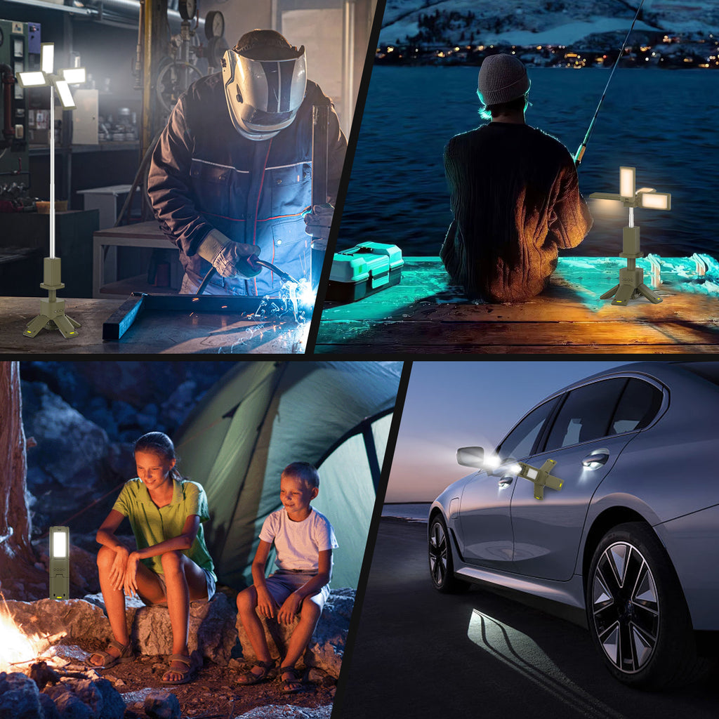 Foldable Tripod Camping Light with Bluetooth Speaker, RGB Rechargeable Lantern for Outdoor Camping & Parties