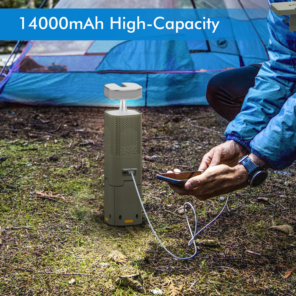 Foldable Tripod Camping Light with Bluetooth Speaker, RGB Rechargeable Lantern for Outdoor Camping & Parties