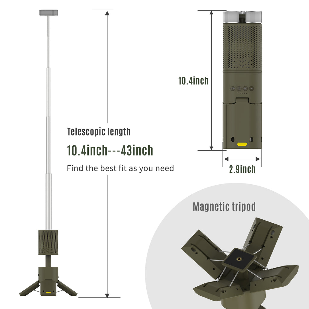 Foldable Tripod Camping Light with Bluetooth Speaker, RGB Rechargeable Lantern for Outdoor Camping & Parties
